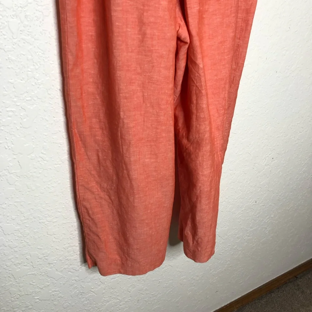 Banana Republic coral orange linen blend sleeveless belted cropped jumpsuit 6P